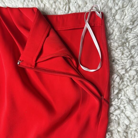 Superdown Airelle Vibrant Red Ruching High Low MIDI Skirt Wrap Style Criss Cross - Picture 7 of 11